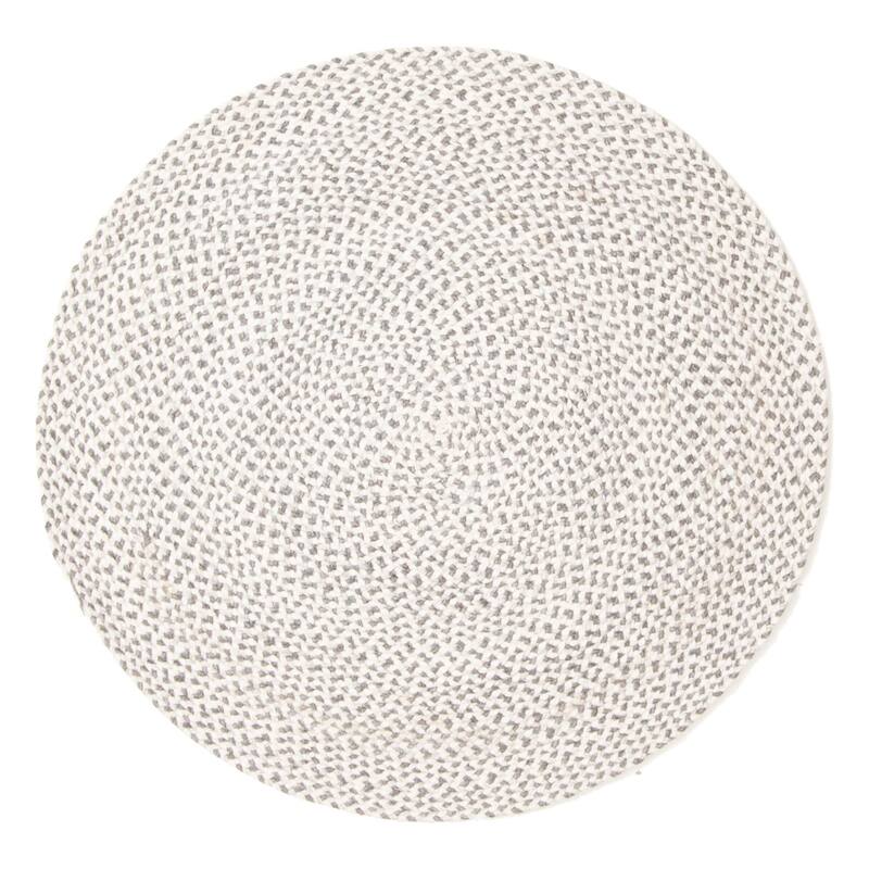 ECARPETGALLERY Braid weave Sienna Ivory Wool Rug - 3'2 x 3'2