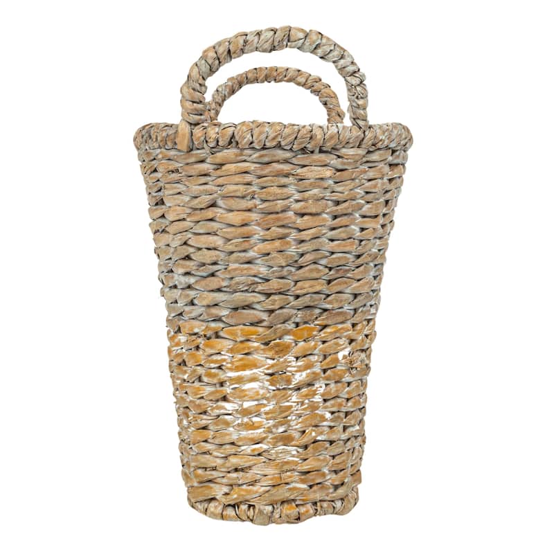 Various Woven Water Hyacinth and Rattan Dip Dyed Baskets, Set of 5 - 22.0"L x 16.0"W x 18.5"H