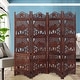 Zofi Hand Carved Elephant Design Foldable 4 Panel Wooden Room Divider, Brown - 8' x 10'