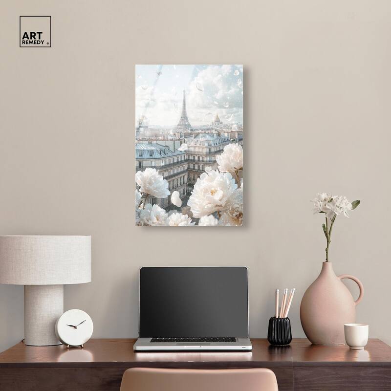 Peonies Over Paris Acrylic by Art Remedy, Ready to Hang