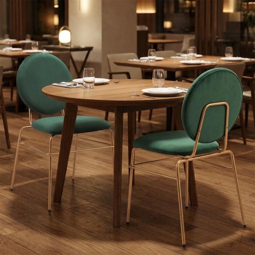 HomeRoots Set of Two Green And Gold Velvet And Steel Dining Side Chairs - 20.00 in. x 34.30 in. x 23.00 in.