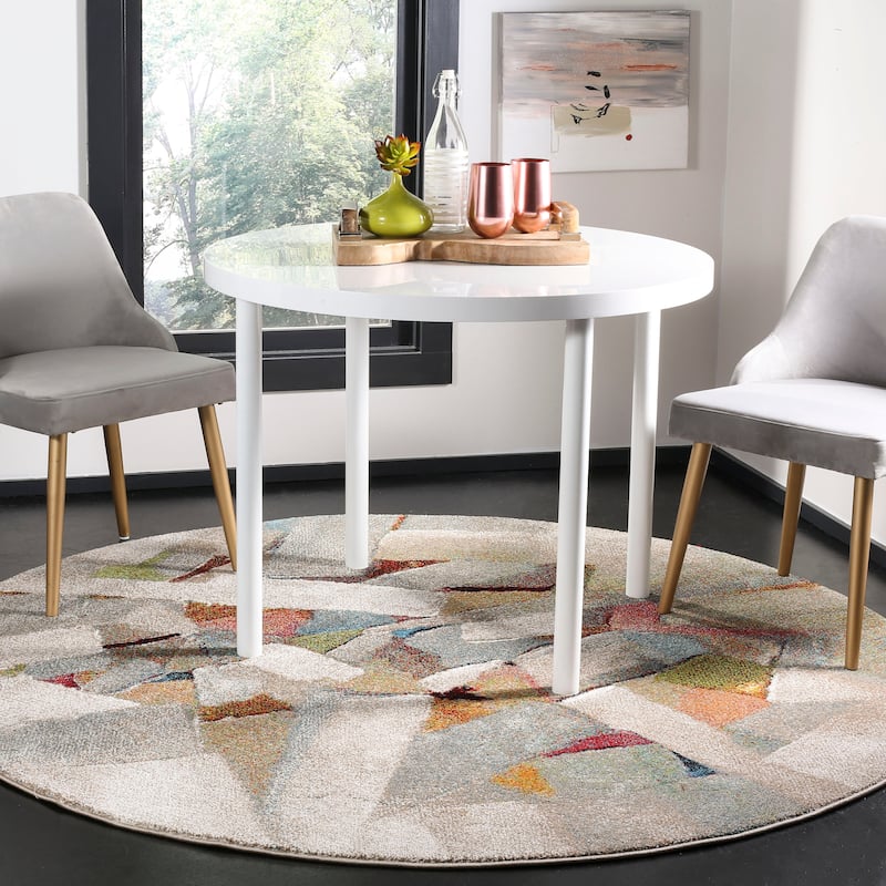 SAFAVIEH Porcello Gennady Mid-Century Modern Abstract Rug - 5'3" Round - Grey/Multi - Round
