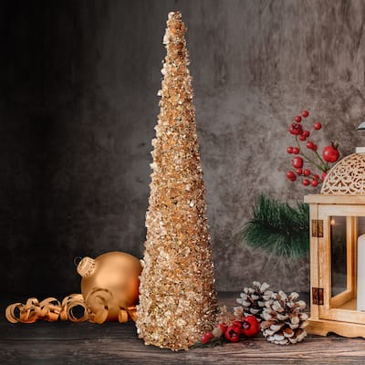 18" Metallic Chunky Iced Cone Tree
