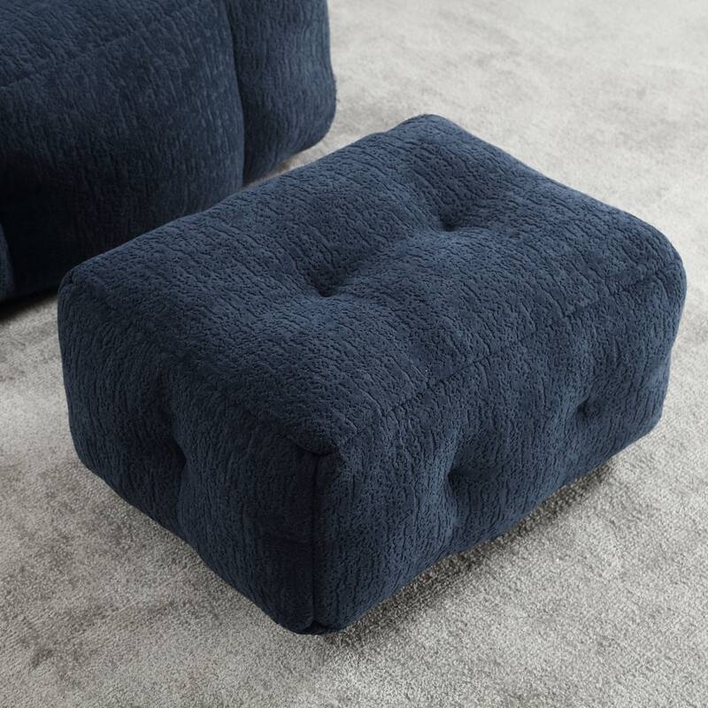 Oaks Aura Fluffy Bean Bag Chair, Super Soft Lazy Sofa Chair With Memory Foam And Ottoman, Indoor Modern Bean Bag Chair