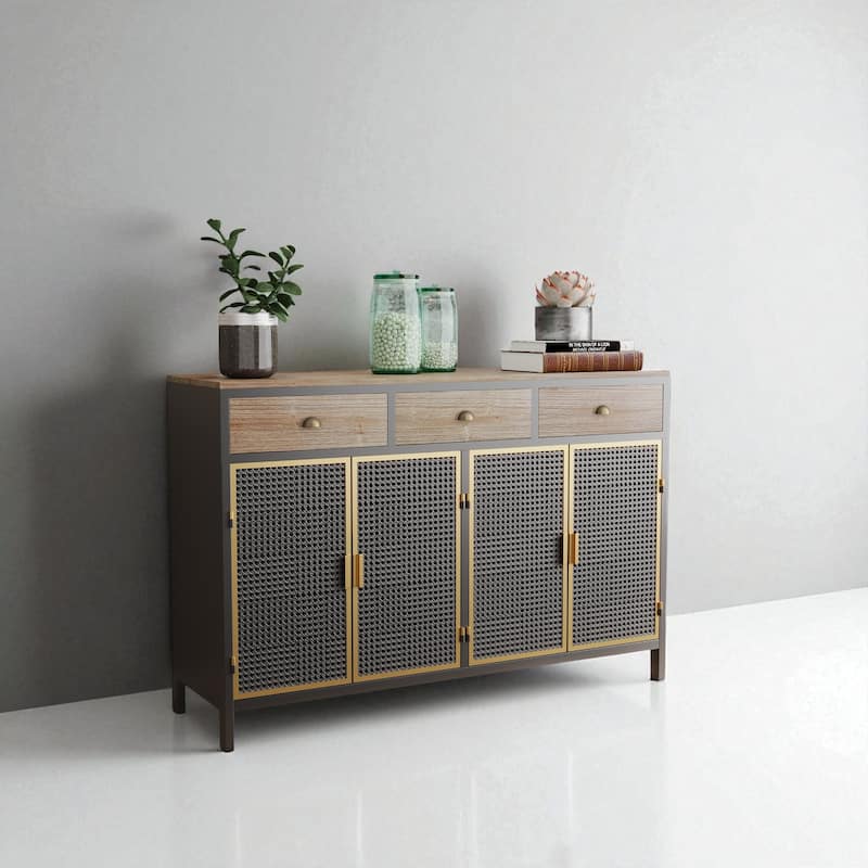 48" Modern Sideboard Buffet Cabinet with 4 Doors & 3 Drawers, Freestanding Storage for Entryway/Office/Bedroom