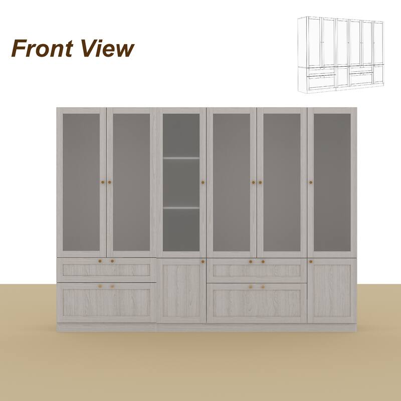 Combo Large Frosted Glass Closet: Versatile Wardrobe Options Armoires