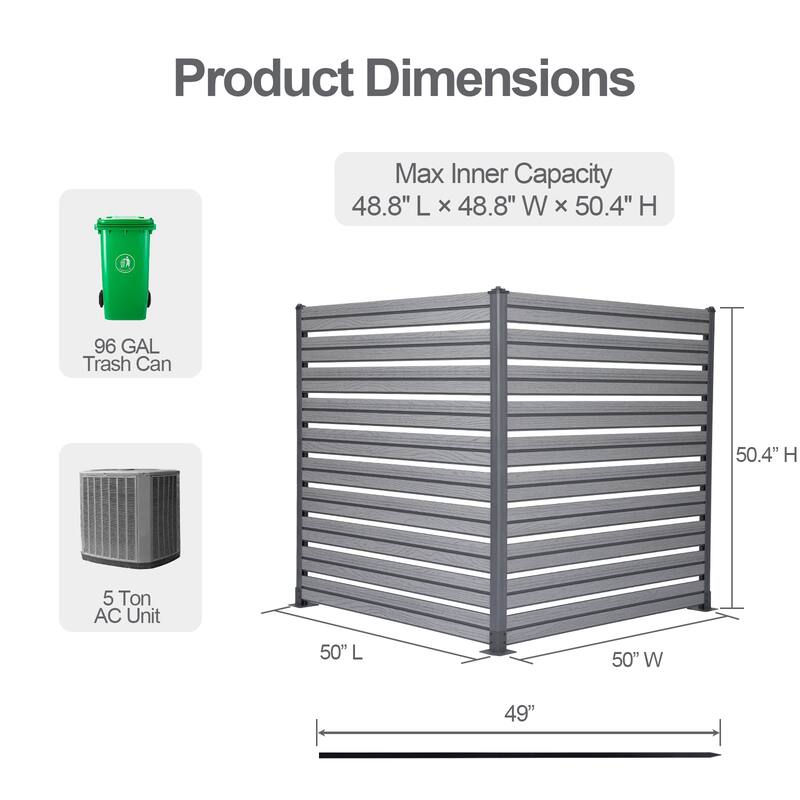 Aoodor Patio Privacy Screen 49''W x 50''H Air Conditioner Fence - N/A