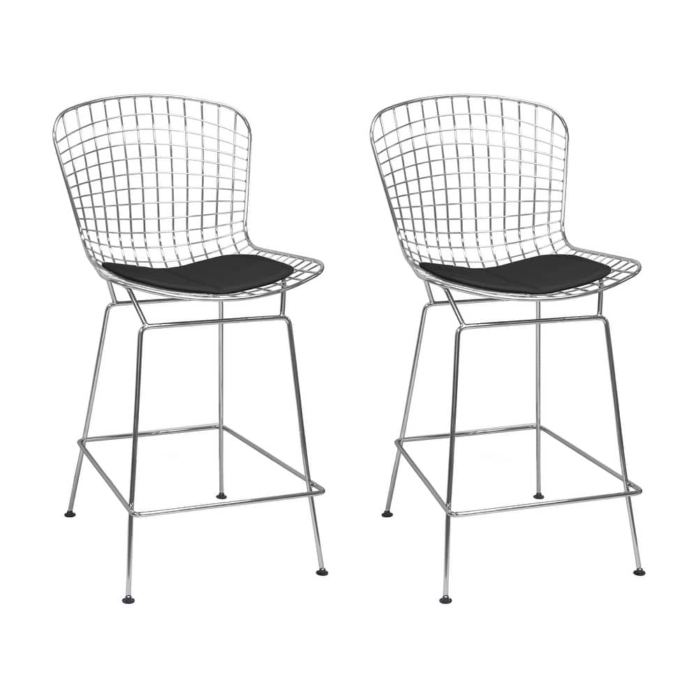 Mid Century Modern Chrome Wire Bar Stool (Set of 2)
