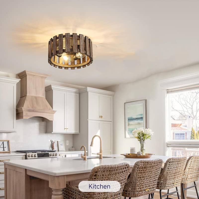 3 Light light fixture wood lights on a ceiling metal, wood light for the kitchen - N/A