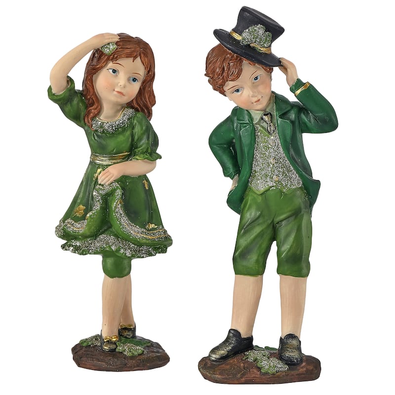 8" Resin Irish Boy And Girl set of 2