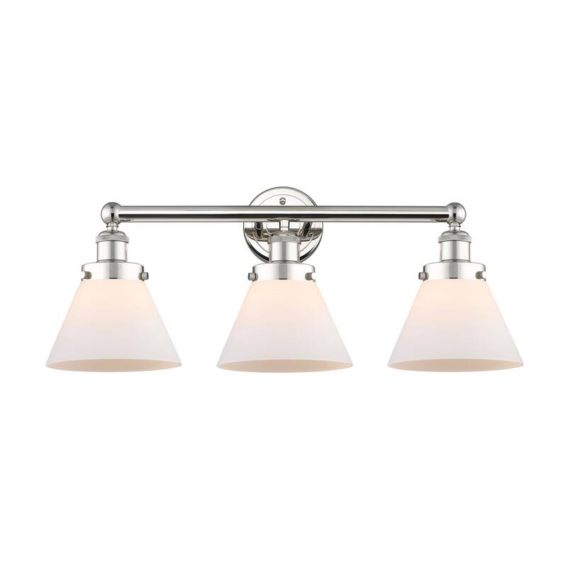 Innovations Lighting 616-3W-12-26 Cone Vanity Cone 3 Light 26" Wide - Polished Nickel / Matte White