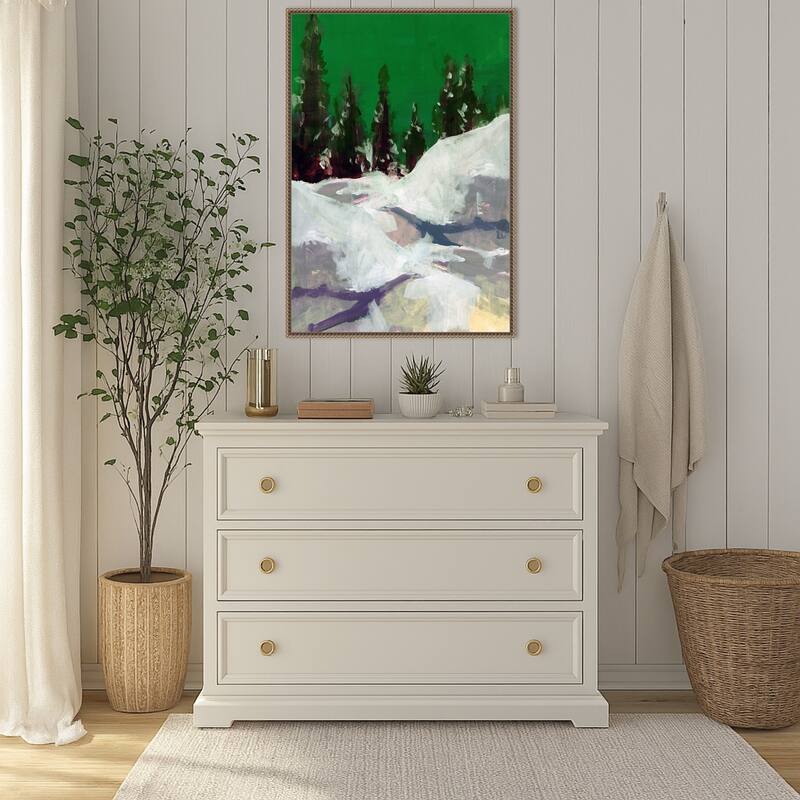 Winter Scene In the Forest 2 by Cartissi (23 x 33 in.), Framed Canvas Wall Art Print