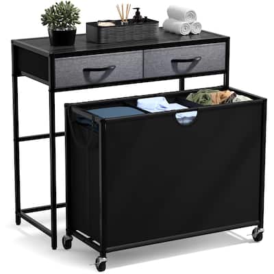 Sorbus Dresser with 3 Section Laundry Hamper Pull-Out with Wheels and 2 Drawers Laundry Room Organization