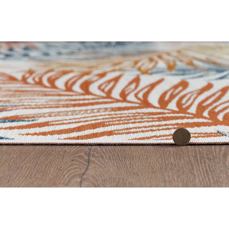 Domani Novarro Palm Beach Tropical Palms Reversible Indoor / Outdoor Area Rug