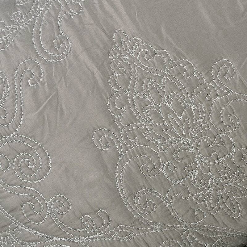 4 Piece Damask Embroidery Coverlet Set Soft Microfiber Bedding