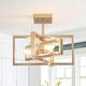 preview thumbnail 1 of 24, Modern Semi Flush Mount Ceiling Light, 3-Light Geometric Square Close to Ceiling Light Fixture for Hallway Foyer Bedroom Gold