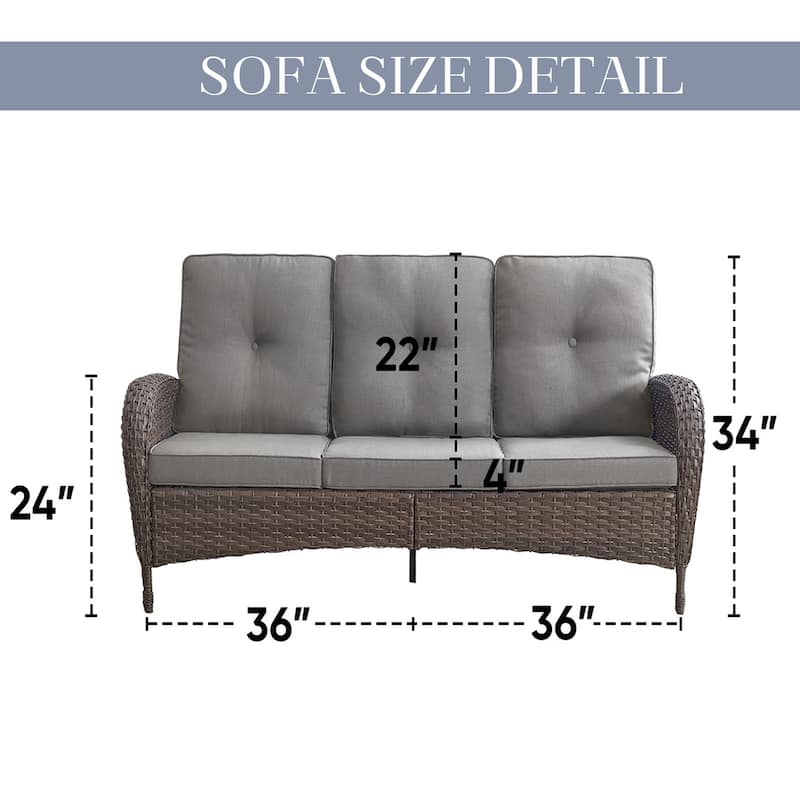 Outdoor PE Sofa Chair with Ottmans and Coffee Table