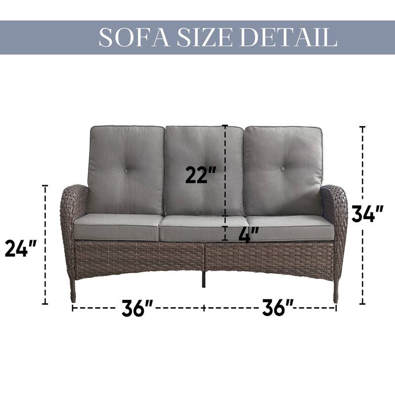 Pocassy Patio Outdoor Sofa Swivel Chairs with Ottman Table Set