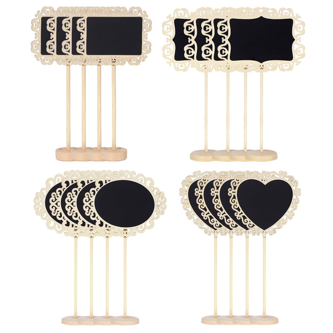 Wood Mini Chalkboard Tag Sign with Base Stand for Wedding Message Board Sign