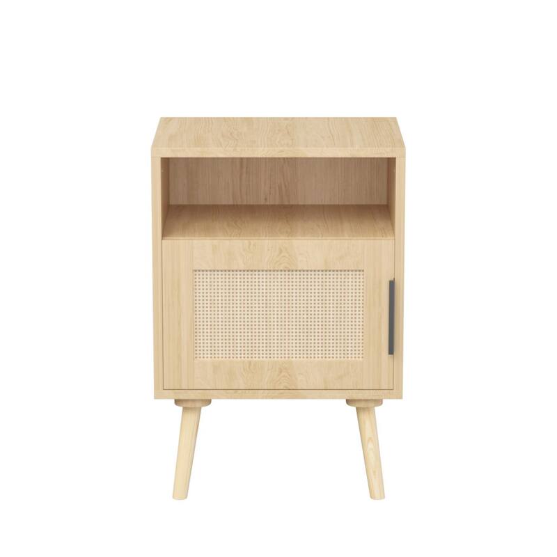 15.75 in Rattan with Door Open Shelf Nightstand