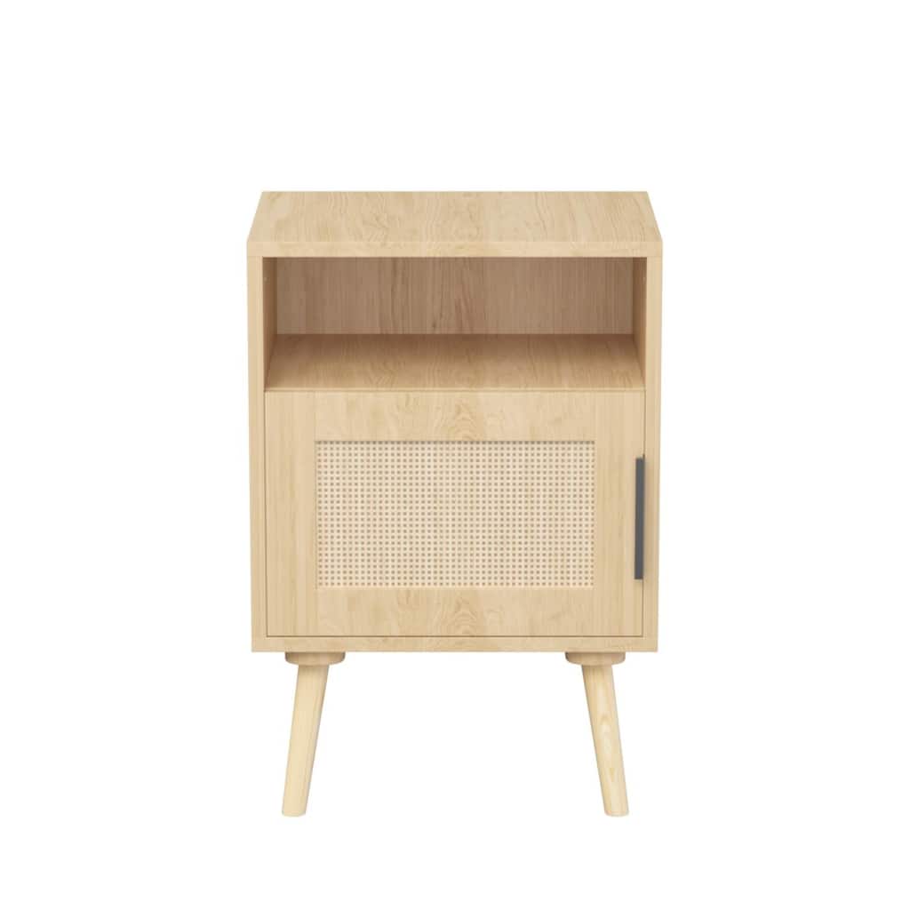 15.75 in Rattan with Door Open Shelf Nightstand