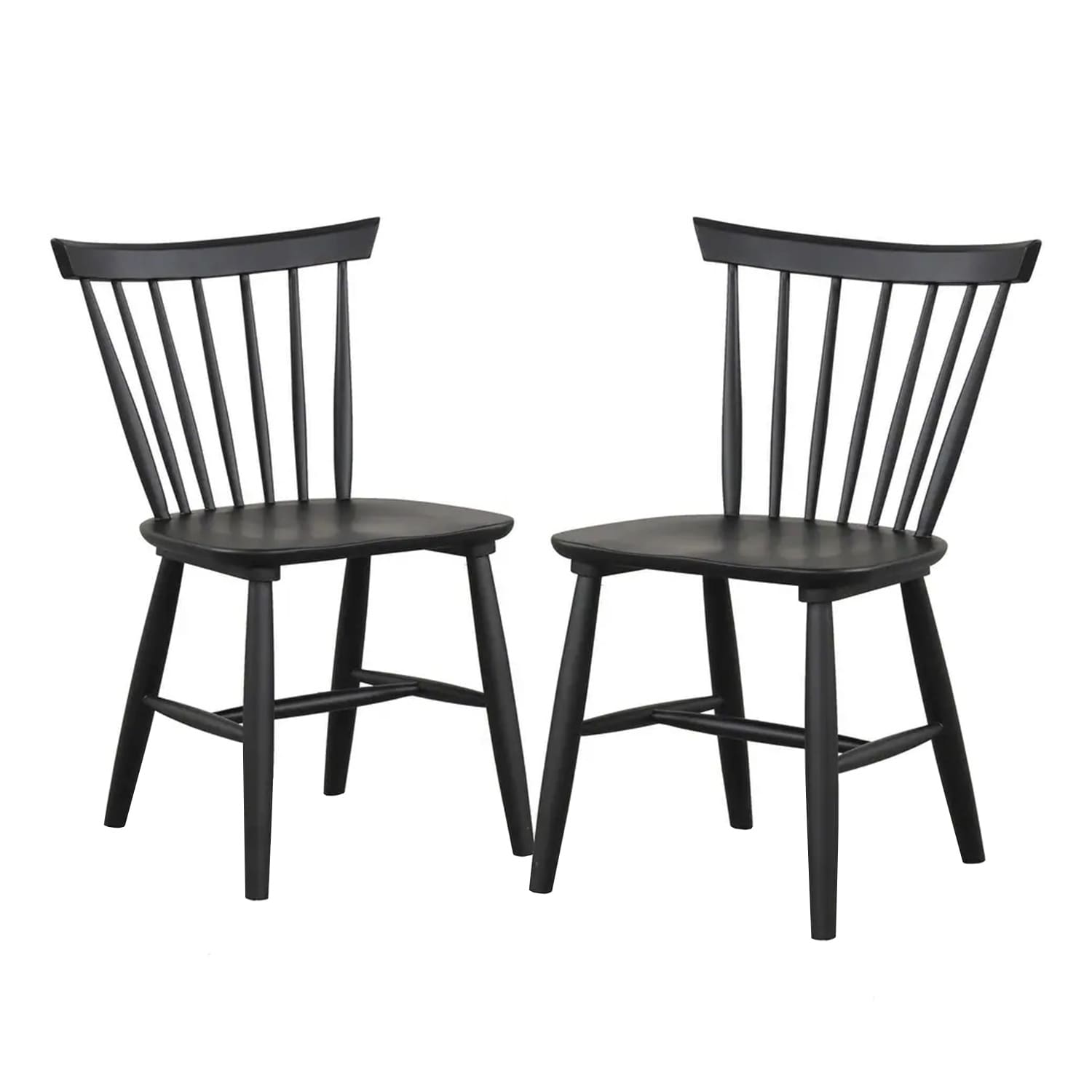 Set of 2 Wooden Dining Chairs with Spindle Backrest