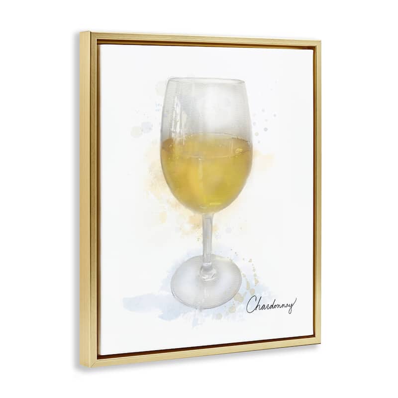 Stupell Modern Chardonnay in Glass Framed Floater Canvas Wall Art Design By Matthew Piotrowicz