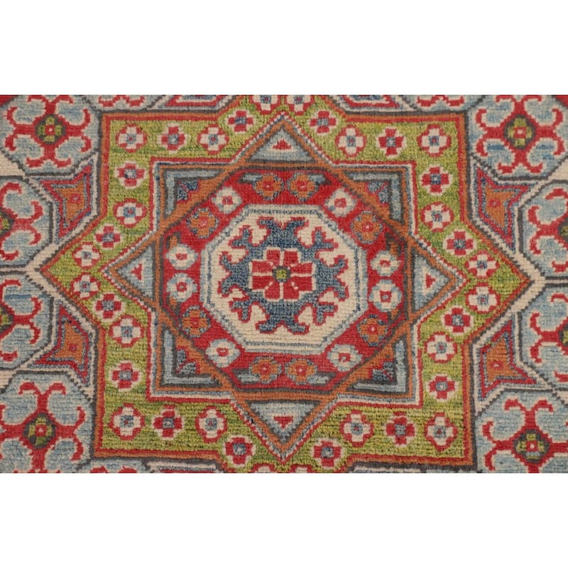Geometric Kazak Area Rug Handmade Oriental Red Living Room Wool Carpet - 4'11" x 6'8"