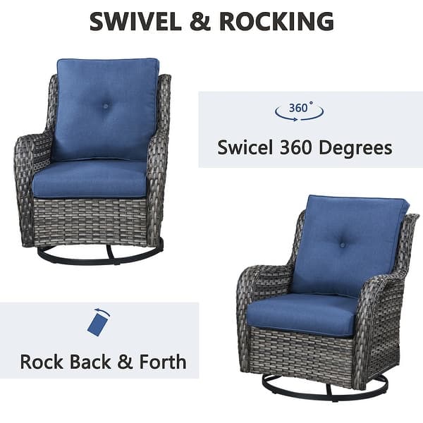 Pocassy PE Wicker Rocking Chair Swivel Chairs Glider Chair On Sale