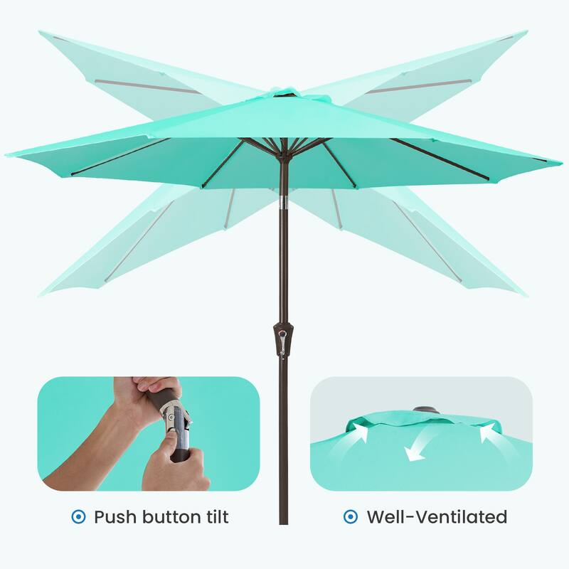 10ft Patio Market Umbrella with Crank & Tilt,UV-Risistant