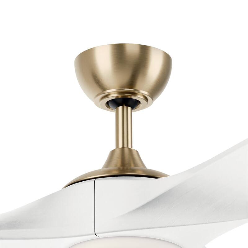 60 Inch Mylo Ceiling Fan with Satin Etch Cased Opal Glass in Champagne Bronze with Matte White Wood Blades