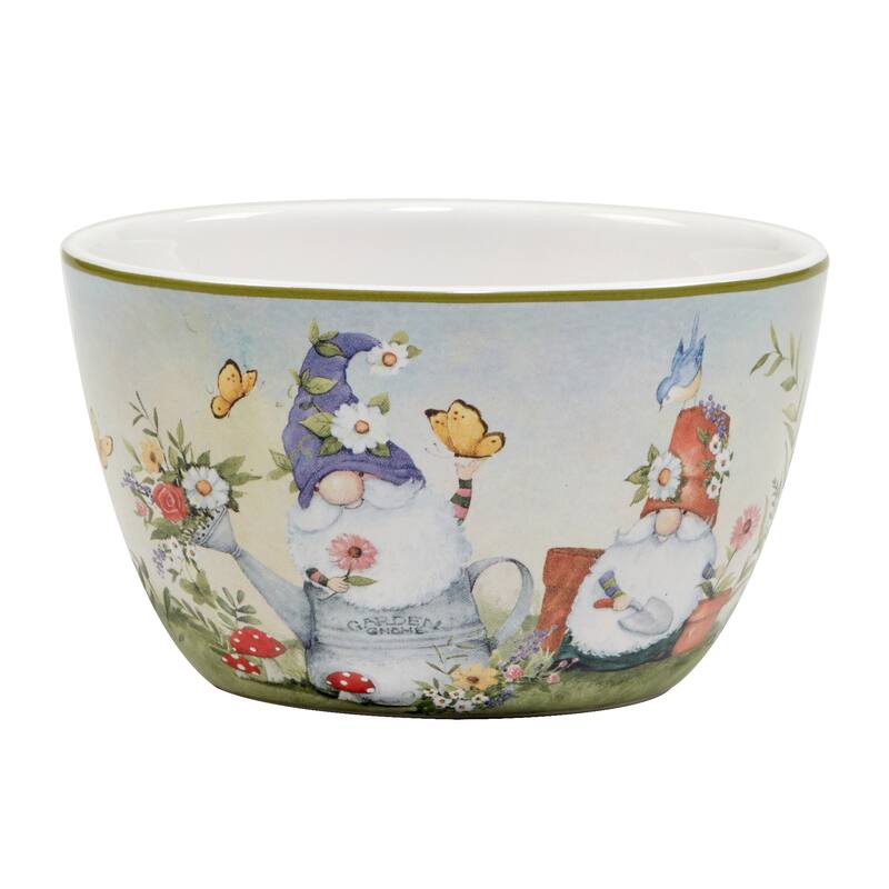 Certified International Garden Gnomes 24 oz. Ice Cream/Dessert Bowls, Set of 4 Assorted Designs - 24 Oz.