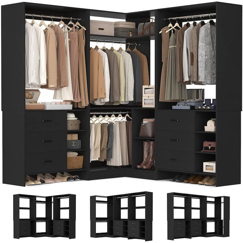 Cimly Set of 3 Freestanding Corner Closet System, Space-saving Closet Organizer for Walk-in/ Reach-in Closet