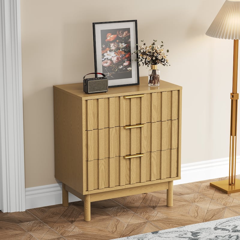 3 Drawer Dresser with Fluted Panel Design