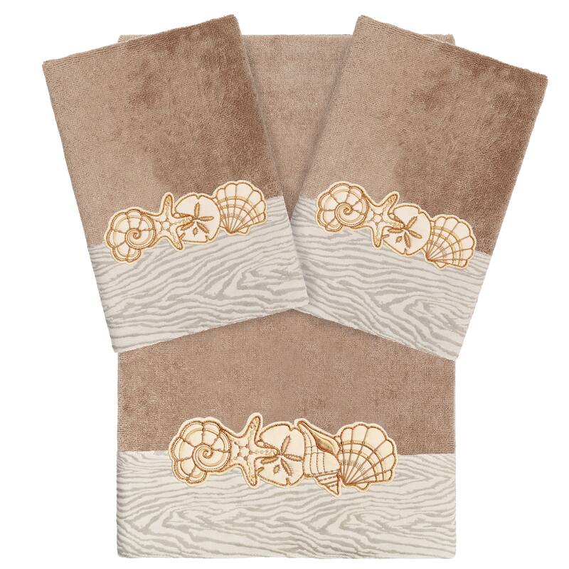 Authentic Hotel and Spa Turkish Cotton Shell Row 3PC Towel Set - Cocoa