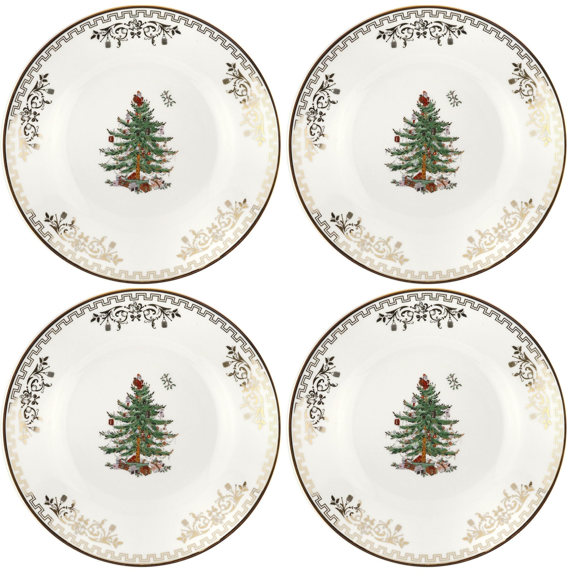 Spode Christmas Tree Set of 4 Gold Plates