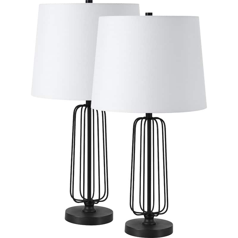 Everren Shadia 24.75" Length Table Lamp- Set of two, Matte Black