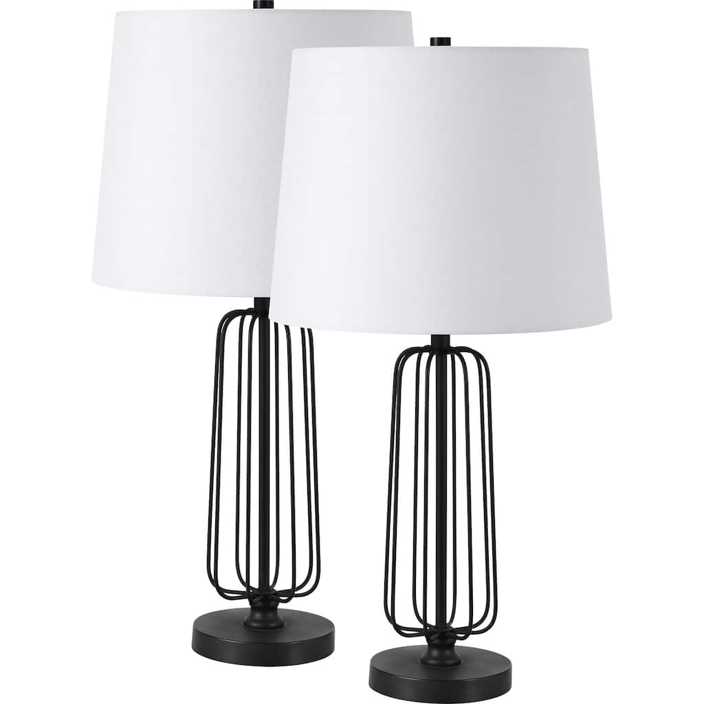 Everren Shadia 24.75" Length Table Lamp- Set of two, Matte Black