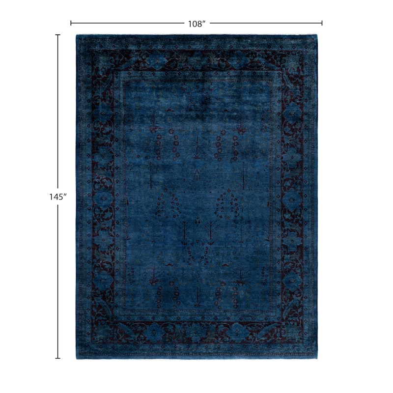 Overdyed One-of-a-Kind Hand-Knotted Area Rug - Blue - 9' 0" x 12' 1"