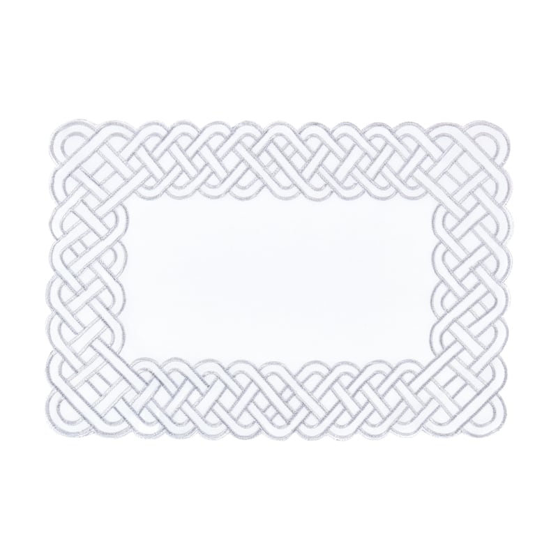 Braid Embroidered Design Table Placemats (Set of 4) - Set of 4 - 14"x20" - Silver