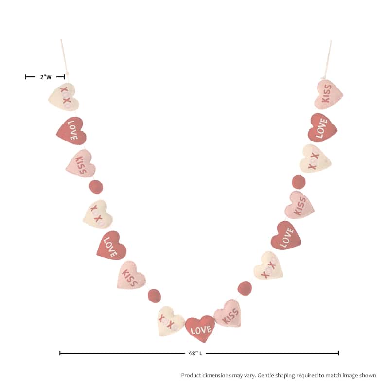 48" Heart Sentiment Garland With PomPom