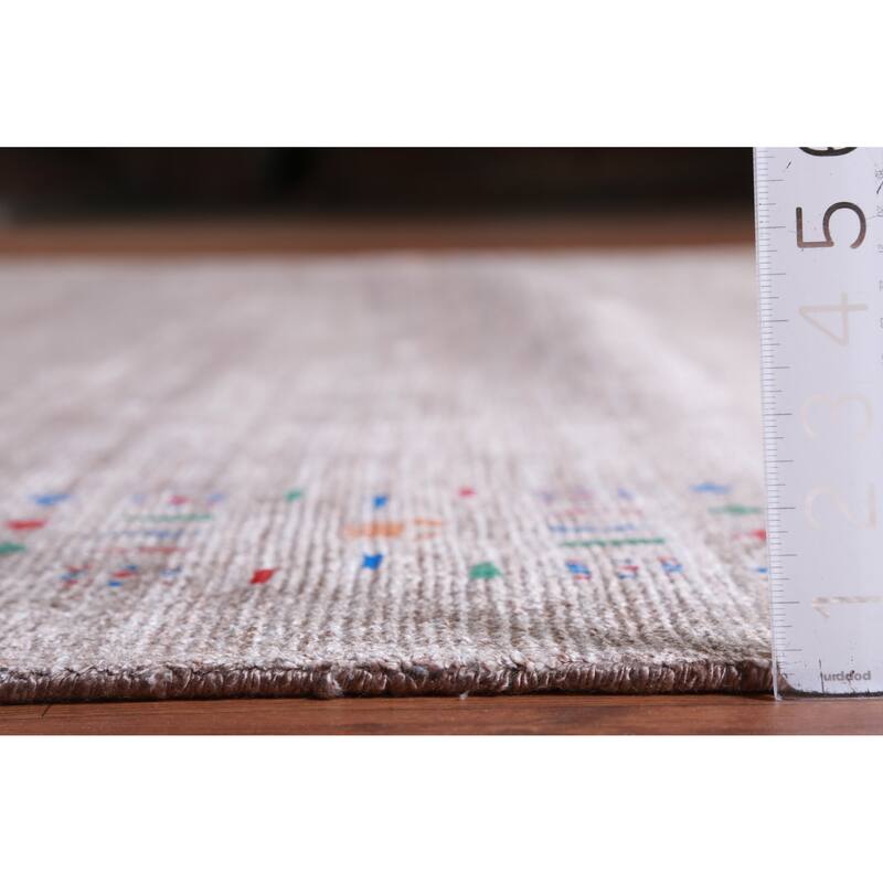 Hand Knotted Oriental Viscose Silk Carpet Tribal Stripe Brown Gabbeh Area Rug - 11' 8'' X 8' 11''