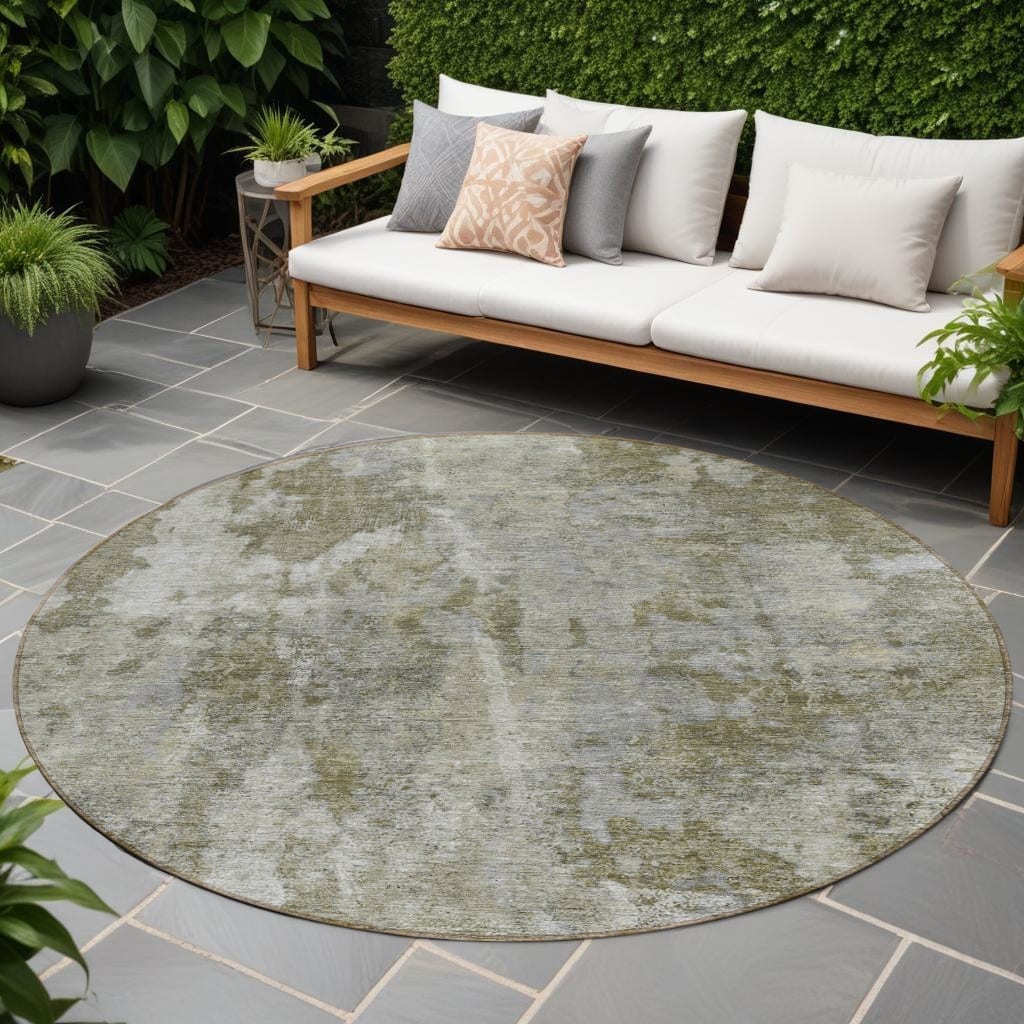 Alrim Contemporary Abstract Weather Resistant Classic Meets Modern Round Outdoor Rug - 8' Round