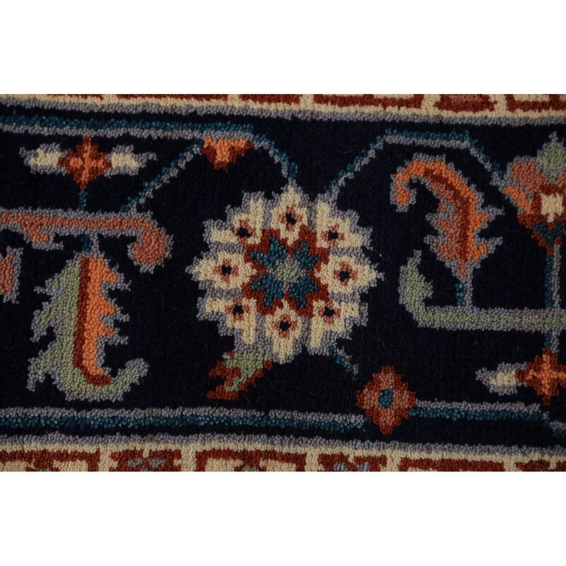 Gray Blue Geometric Kazak Indian Area Rug Handmade Wool Carpet - 7'10"x 9'11"
