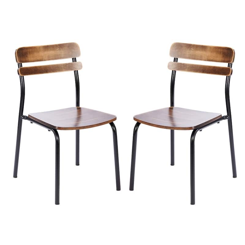 2PK Commercial Solid Wood Dining Chair with Frame and Antique Finish - 18.75"W x 20.75"D x 31.5"H - Antique Copper