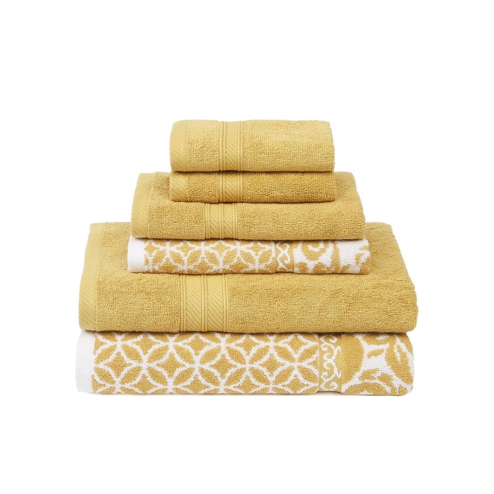 Modern Threads Trefoil Filigree 6 Piece Yarn Dyed Jacquard Towel Set