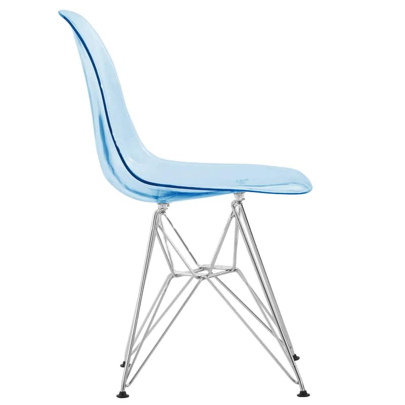 LeisureMod Cresco Molded 2-Tone Eiffel Side Chair - White Blue - 17"L x 18.4"W x 32"H