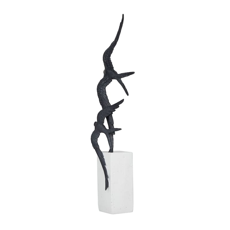 Whimsical Polystone Bird Sculpture - Gold or Black