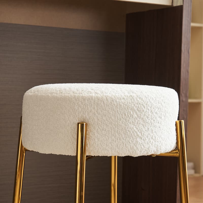 Set of 2 Contemporary Round Upholstered Dining Stools, Bar Stools