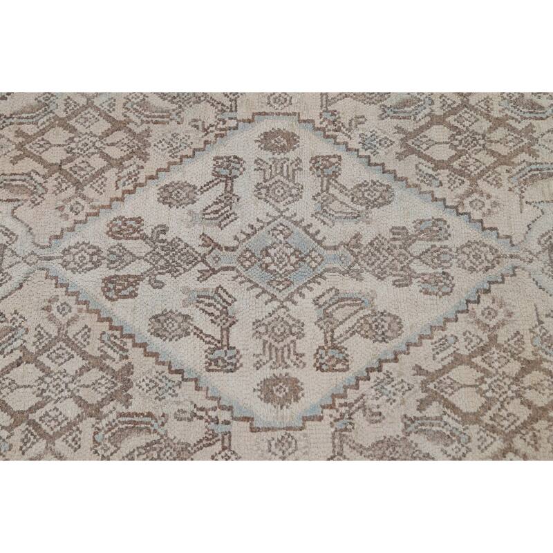 Muted Traditional Geometric Hamedan Persian Area Rug Wool Handmade - 6'10" x 9'9"